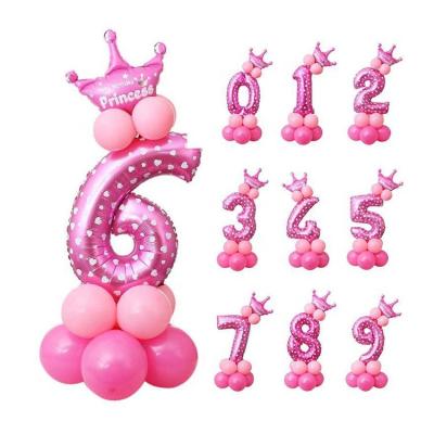 China Advertising Wholesale Digital Foil Balloon Birthday Set 0-9 Numbers Shape Decorative Aluminum Foil Balloon for sale