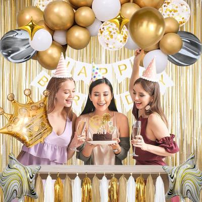 China Decoration; promotion ; advertising golden birthday decorations etc. - gold party decorations set with, white gold confetti balloons, gold foil birthday ba for sale