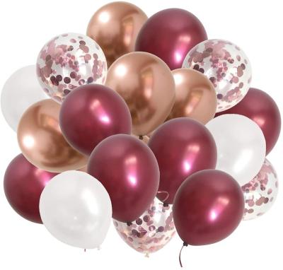 China Decoration; promotion ; Metallic Rose-gold Dark Red Advertising Balloons Etc. Chrome Rose Gold Burgundy Balloons White for Birthday Women Wedding Bridal Shower for sale