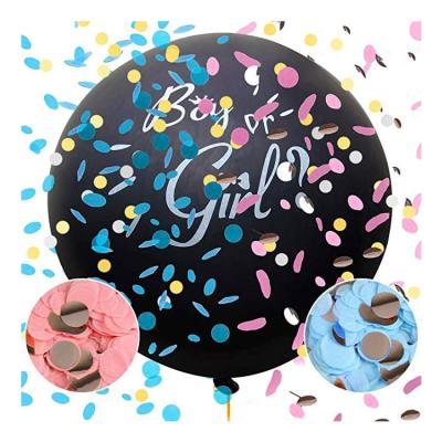 China Promotion ; The advertisement ; wholesale High Quality Decoration 36 Inch Large Black Latex Bursting Giant Gender Reveal Balloon With Paper Confetti for sale