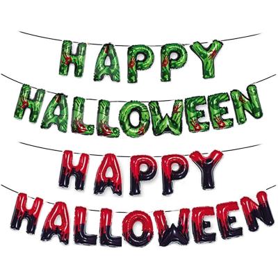 China 16 Inch Happy Halloween Letter Gift Toy Balloons Halloween Red Black Balloon For Halloween Party Decoration for sale