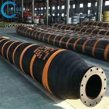 China DN600 Self Floating Dredge Hose Discharge Steel Flange Single Carcass Submarine Hose for sale