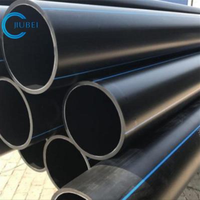 China Zwart met blauwe strepen PN10 ISO4427 HDPE-pijp voor watervoorziening Te koop