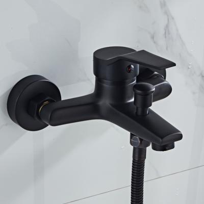 China Without Slide Bar Shower Type Most Popular Wall Mounted Durable Wall Mount Shower Faucet Black Brass Brass Wall Faucet Wall Mounted Toilet Faucet Mixer Tap for sale