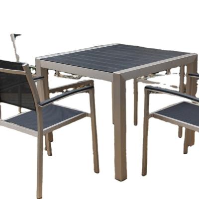 China Modern Metal Plastic Wood Furniture Dining Set Hd Design Outdoor Garden Brushed Furniture for sale