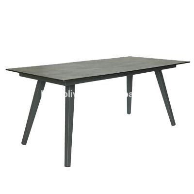 China KD Coated Aluminum Dining Table l HPL Table Top Aluminum Powder Top Outdoor Furniture for sale