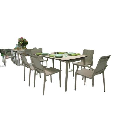 China New modern design HPL board table with texileen chair dining set outdoor furniture for sale