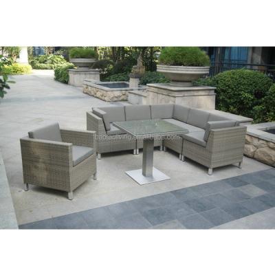 China Modern Outdoor Furniture Rattan Sofa Set Sofa Dining Table Patio Lounge for sale