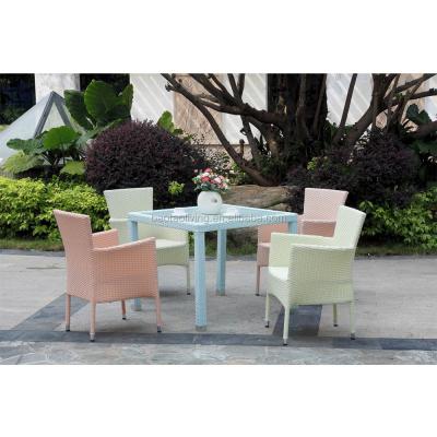 China Modern Plastic Wicker Rattan Dining Set Party Rattan Furniture Restaurant Chair And Table for sale