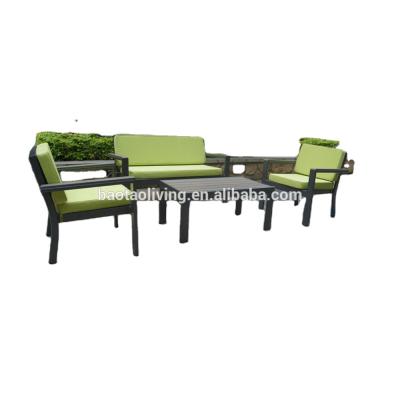 China Modern Plastic Wooden Sofa Set Patio Wood Sofa Garden Furniture Water Proof And UV Resistant Outdoor Furniture for sale