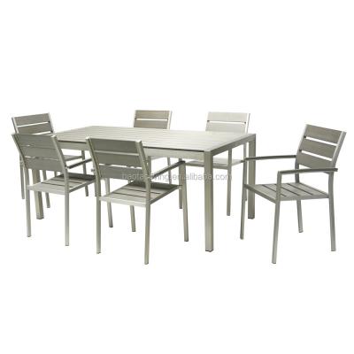 China Modern plastic wood outdoor dining table and chair garden dining set used for restaurant for sale