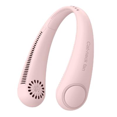 China New 2022 Small Outdoor Neck Band Leafless Fans Cooling Portable Sports Mini Bladess Rechargeable Hanging Neck Fan for sale