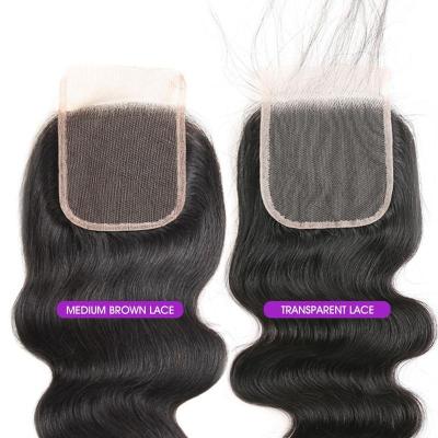 China HD Soft Soft Thick Shedding 4*4 Lace Hair Barely Shedding Closure Preplucked Lace Closure Virgin Hair for sale