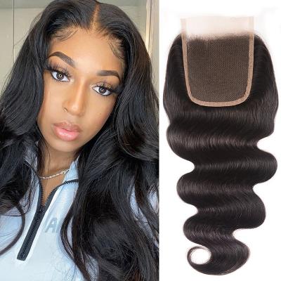 China Soft Straight Thick Shedding HD Virgin Swiss Lace Closure Barely Straight Brazilian Human Hair Brazilian Human Hair For Black Women for sale