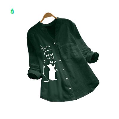 China New Design Breathable Ladies Tops Printed Shirts With Patterns Autumn Animal Blouse for sale