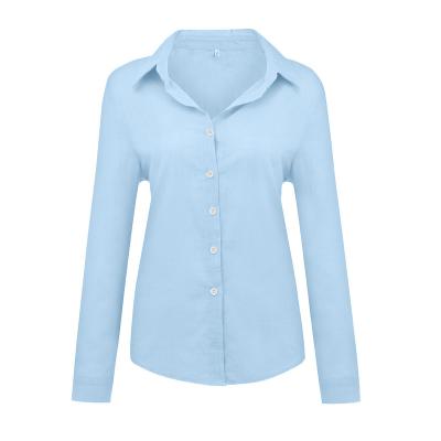 China Breathable Customized Loose Long Sleeve Shirt Spring And Autumn Linen Shirt Pure Color Casual Top for sale