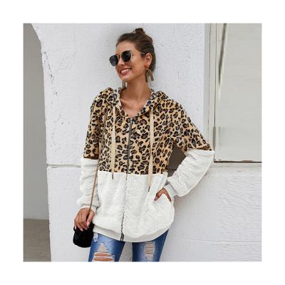 China New Best Selling Breathable Winter Women Coat Leopard Print Panel Jacket Loose Ladies Fashion Coats for sale