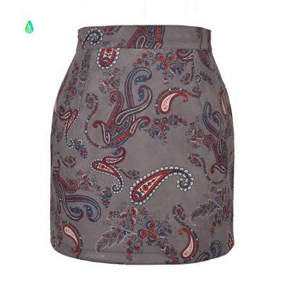 China European and American autumn and winter fashion cashew flower zipper breathable a-line skirt printed skirt for sale