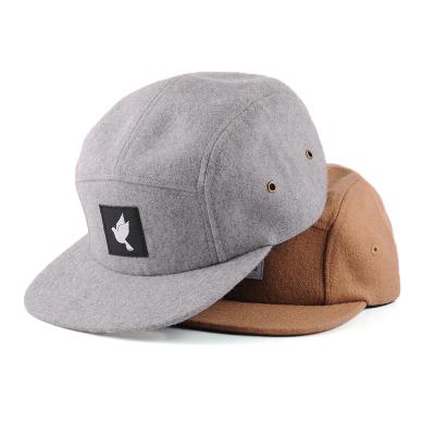 China Custom Joint Promotion Applique 5 Panel Hat Wool Hat With Logo for sale