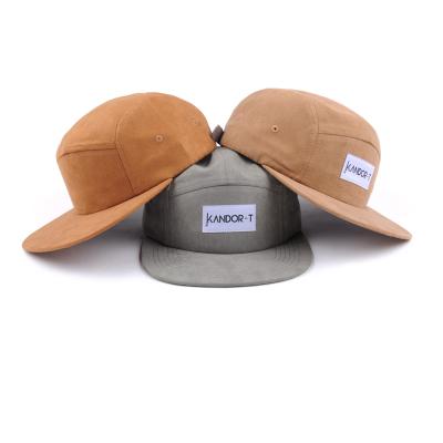 China 100% Customized Logo Woven Label JOINT Suede 5 Panel Hat for sale