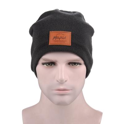 China JOINT Custom Knitting Winter Hat Black Ski Hat Men Slouch Skullcap for sale