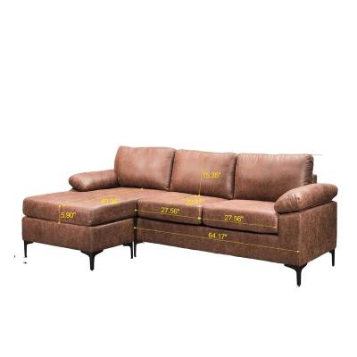 China Luxury Modern Design Extended L Shape Sofa Set Has Vintage Leather Sofa Set For Living Room Home Furniture for sale