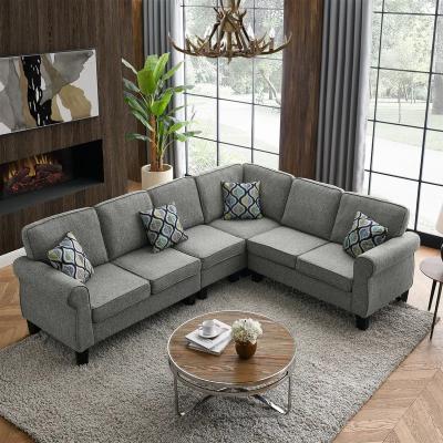 China China L-shape Linen Fabric Sofa Reversible Modern Sofa For Extended Sectional Living Room for sale