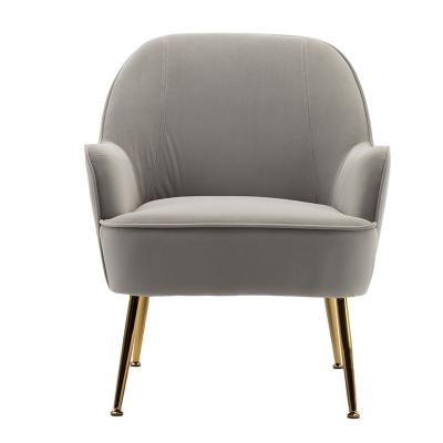 China Reclining Minimalist Modern Porcelain Side Chair Upholstered Legs Cheap Simple Home Velvet Gray Gold Accent Chair for sale