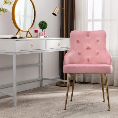 China Nordic Velvet Lounge Chair Accent Sofa Chair Upholstered Pink Leisure Extended Single Chair for sale