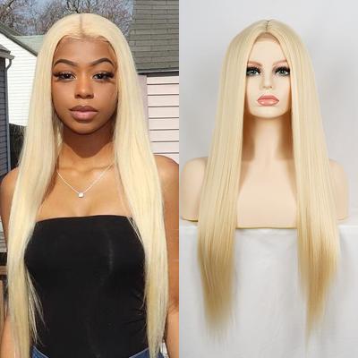 China Long Straight Lace Front Wig Blonde Brown Synthetic Hair Wigs Cosplay Heat Resistant Middle Daily Part Daily Part Wigs 613 for sale