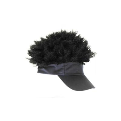 China Synthetic Fibers Black Synthetic Hair Wigs With Gray Visor Cap HPC-1261 for sale