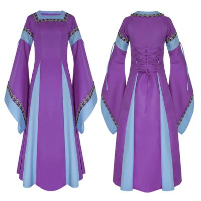 China 2020 New Polyester Wish Amazon And eBay Halloween Vintage Costume Jacquard Medieval Dress For Women for sale