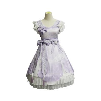 China JSK's Polyester Lolita Ruffle Dress Sleeveless Soft Chiffon Lace Up Princess Dress for sale