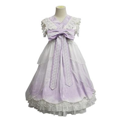 China Hot Selling Polyester Soft Cute Japanese Lolita Lace Dress Teen Girls Ruffles A Line Princess Party Dresses for sale