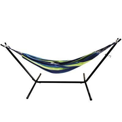 China Adult Outdoor Camping Swing With Stand 1-2 Person Canvas Stripe Fabric Portable Kids Hammock for sale