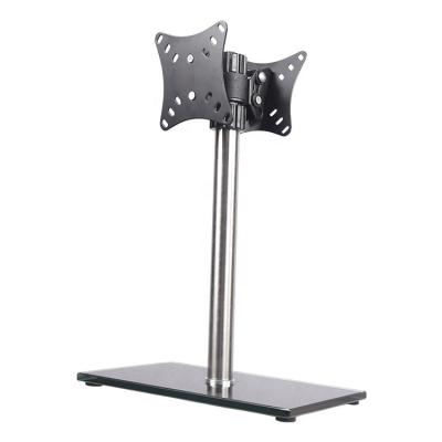 China Two Computers TV Inch 10-27 Inch Dual Monitor Stand Dual Screen Stand Desk Floor Mount Adjustable LCD Steel Bracket Steel Vertical Led for sale