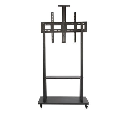 China 32-65inch Rolling Cold Rolled Steel TV/Monitor Stand Mobile Cart Mount With Shelf Tray Height Adjustable Tilt Swivel LCD LED Display Floor for sale