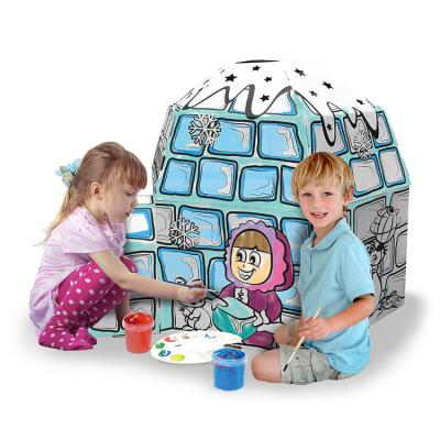 China 3d cardboard kids igloo house diy house customized coloring house 38 x 42 x 31(H)cm for sale