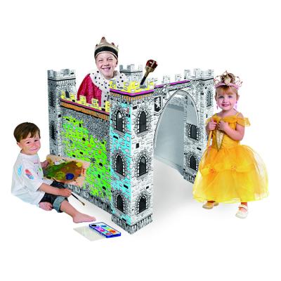 China Castle theme kids party playhouse 92 x 92 x 90(H)cm cardboard box house shape model cubby cardboard box for sale