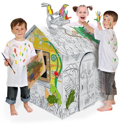 China DIY Cardboard Jungle Kid Coloring Playhouse for sale