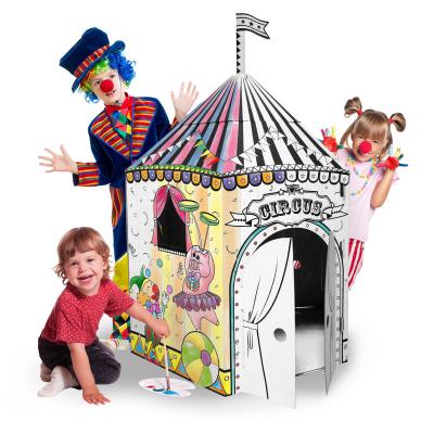 China Coloring Themed Cardboard DIY 3D Circus Cardboard Playhouse for sale