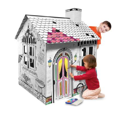 China My Big DIY Holiday Resort Cardboard Kids Party Coloring Playhouse 100 x 78 x 109.5 (H) cm for sale