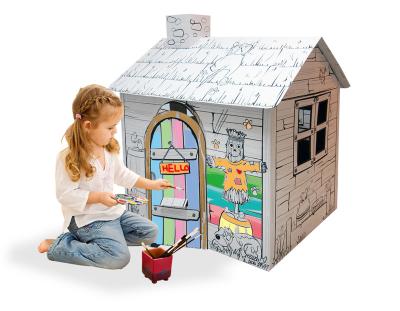 China Small Foldable Cardboard Pasture House Paper Coloring Toys for sale