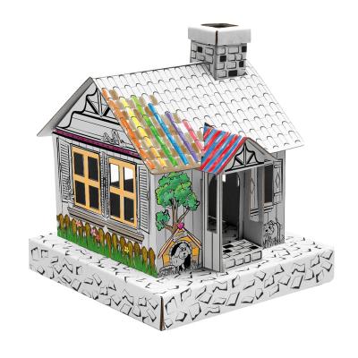 China DIY Cuboxitly-Villitle House Residential Series Painting Paper Model 29.2 x 25.4 x 19.4 (H) cm for sale