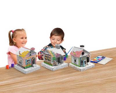 China 3D Kids Folding Artwork Glueless Line Drawings Cube Paper House 29.2 x 25.4 x 19.4 (H) cm for sale