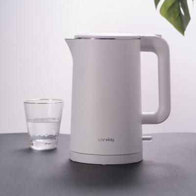 China 360 Degree Hot Water Kettle Double Layer 304 Stainless Steel Body Custom White OEM New 2021 Rotation Base Electric Customized Logo for sale