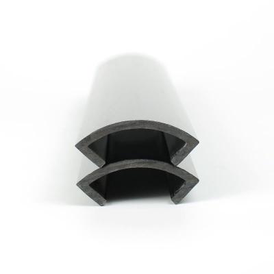 China Finished Black PVC Extruded Profiles Semicircular Building Custom Plastic Profile Extrusion for sale