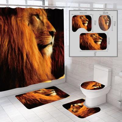 China Viable Wholesale Fabric Lion Shower Curtain Animal Bathroom with Shower Curtains for sale