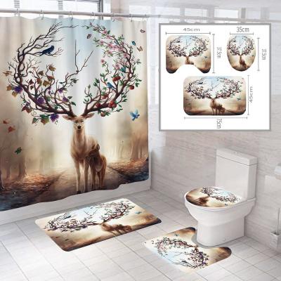 China Sustainable 3D Bathroom Shower Curtain Sets With Covers , Shower Curtain Set for sale