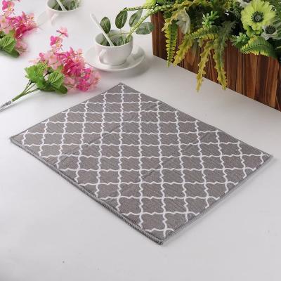 China Supplier Factory Kitchen Sustainable Microfiber Print Water Absorbent Dish Drying Mat for sale